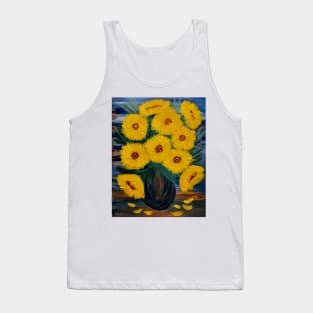 Sunflowers I'm a metallic blue gold and bronze and turquoise vase. Tank Top